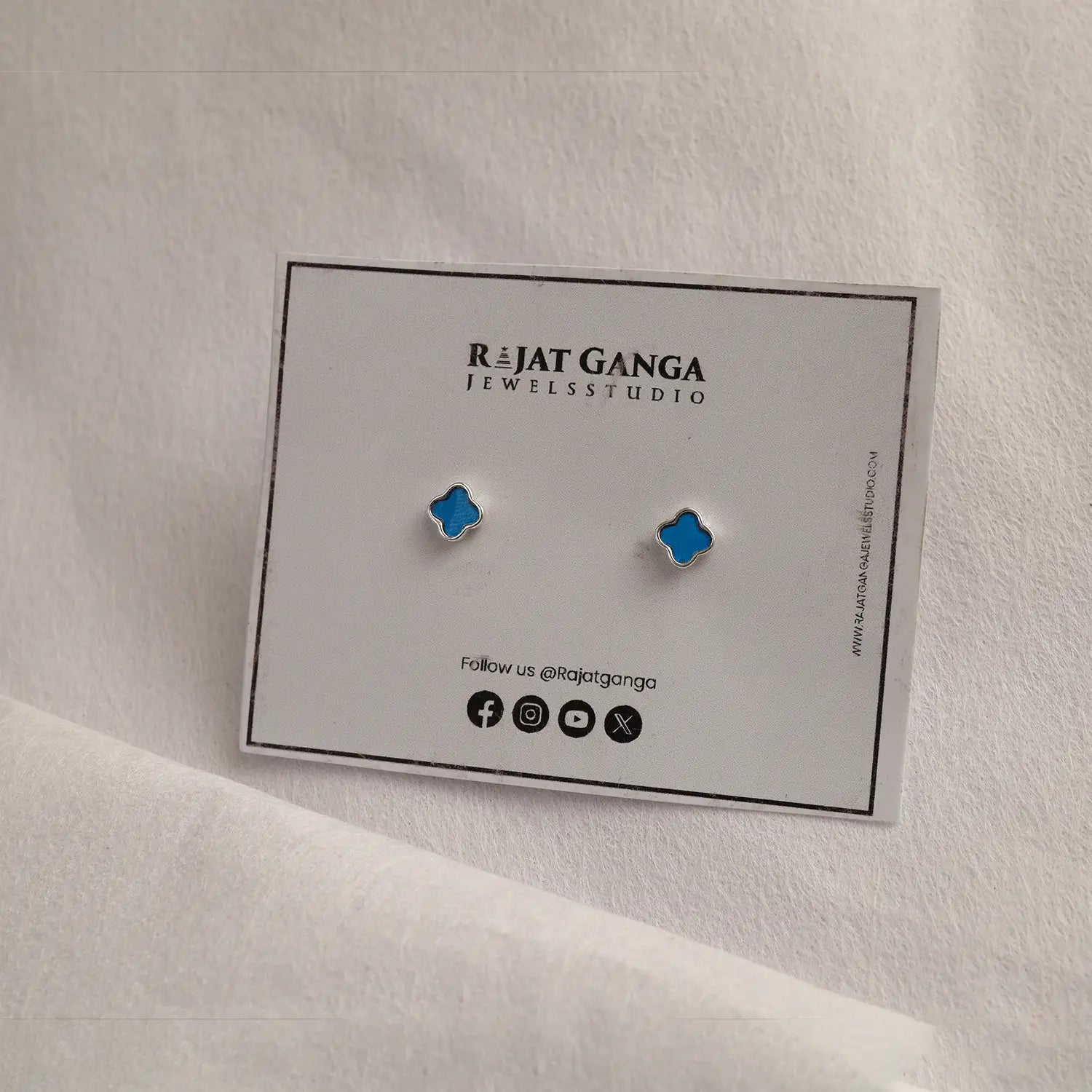 Elegant Blue Clover Pure Silver Stud Earrings - Made With Pure 925 Silver