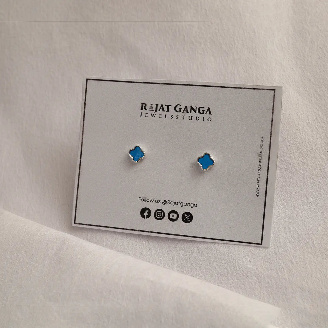 Elegant Blue Clover Pure Silver Stud Earrings - Made With Pure 925 Silver