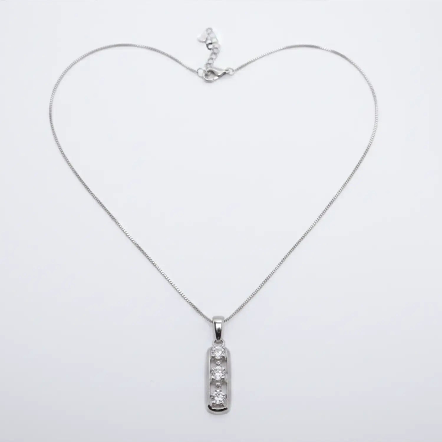Elegant Triple-Stone Pendant with Silver Chain- Made With Pure 925 Silver