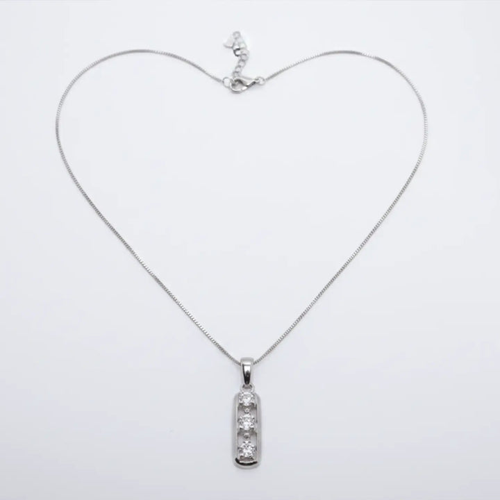 Elegant Triple-Stone Pendant with Silver Chain- Made With Pure 925 Silver