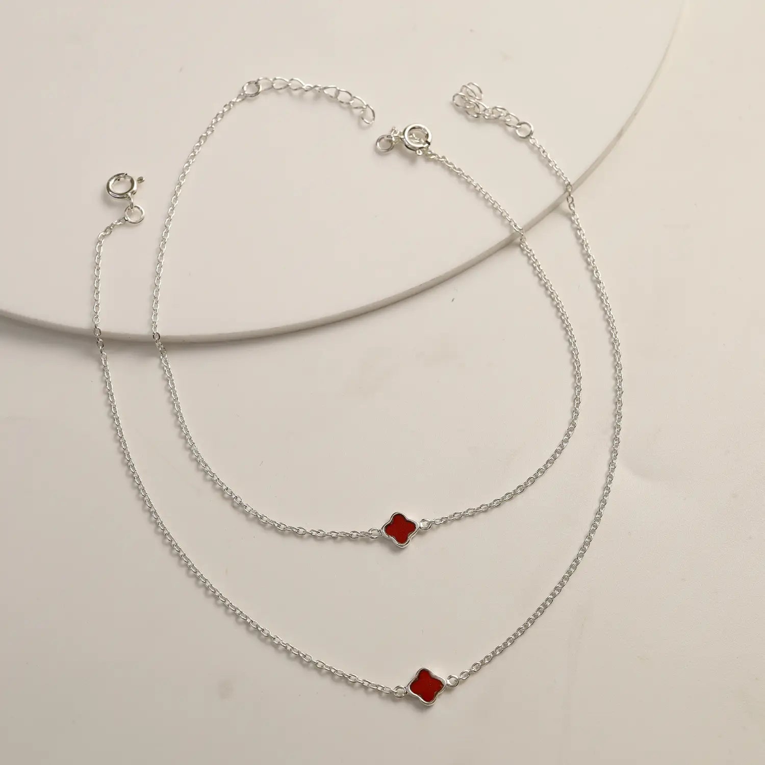 Red Clover Pure Silver Anklet- Made With Pure 925 Silver