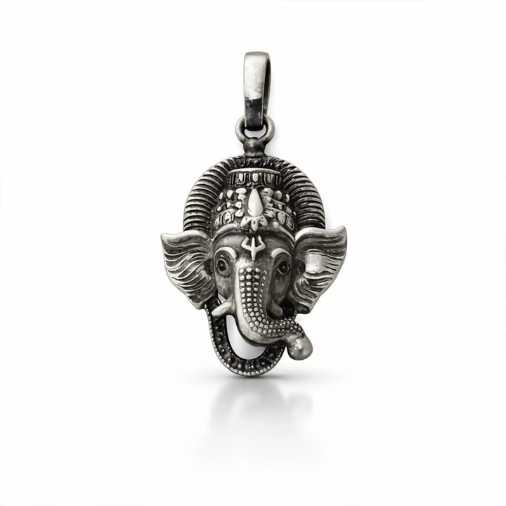 Divine Lord Ganesha Oxidised Pure Silver Pendant- Made With Pure 925 Silver