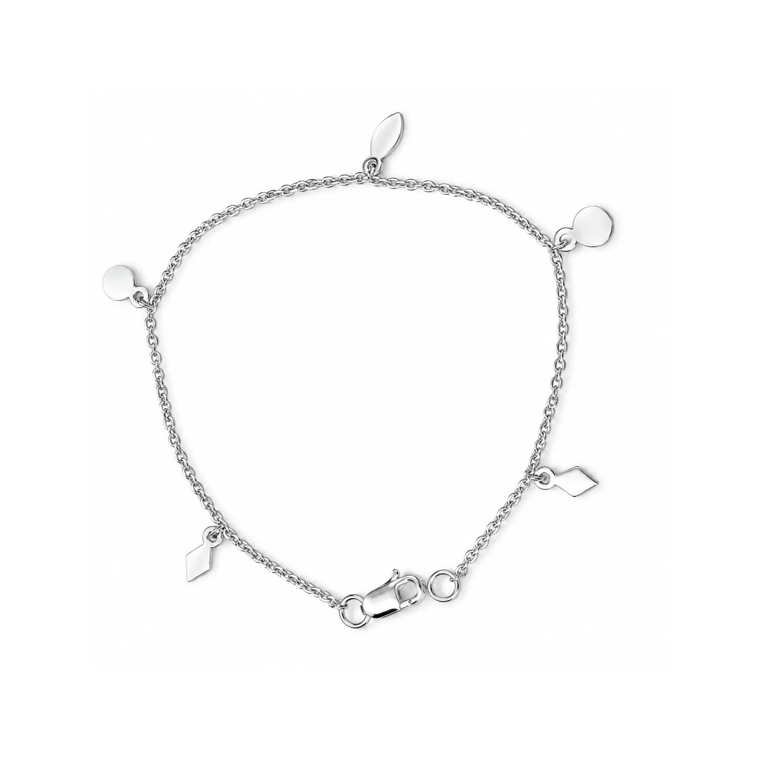 Charm Bracelet – Elegant Geometric Dangle Bracelet - Made With Pure 925 Silver