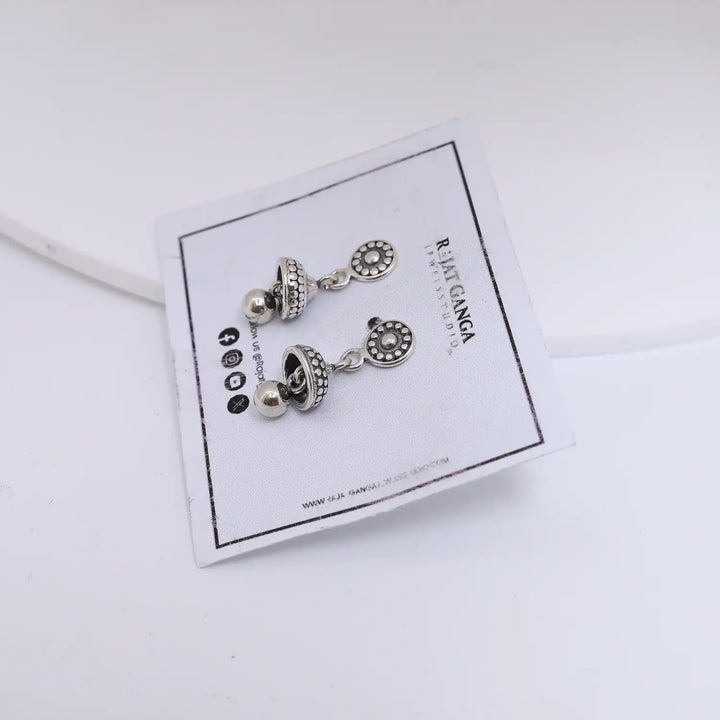 Pure Silver Traditional Drop Jhumki Earrings- Made With Pure 925 Silver
