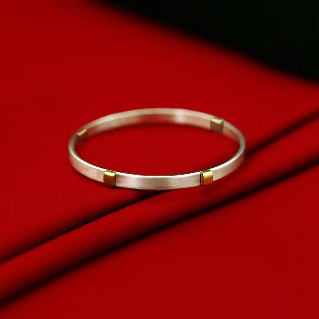 Pure Silver Bangles with Brass DetailingPure Silver Bangles with Brass Detailing