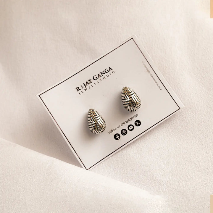 Classic Textured Drop Pure Silver Stud Earrings - Made With Pure 925 Silver