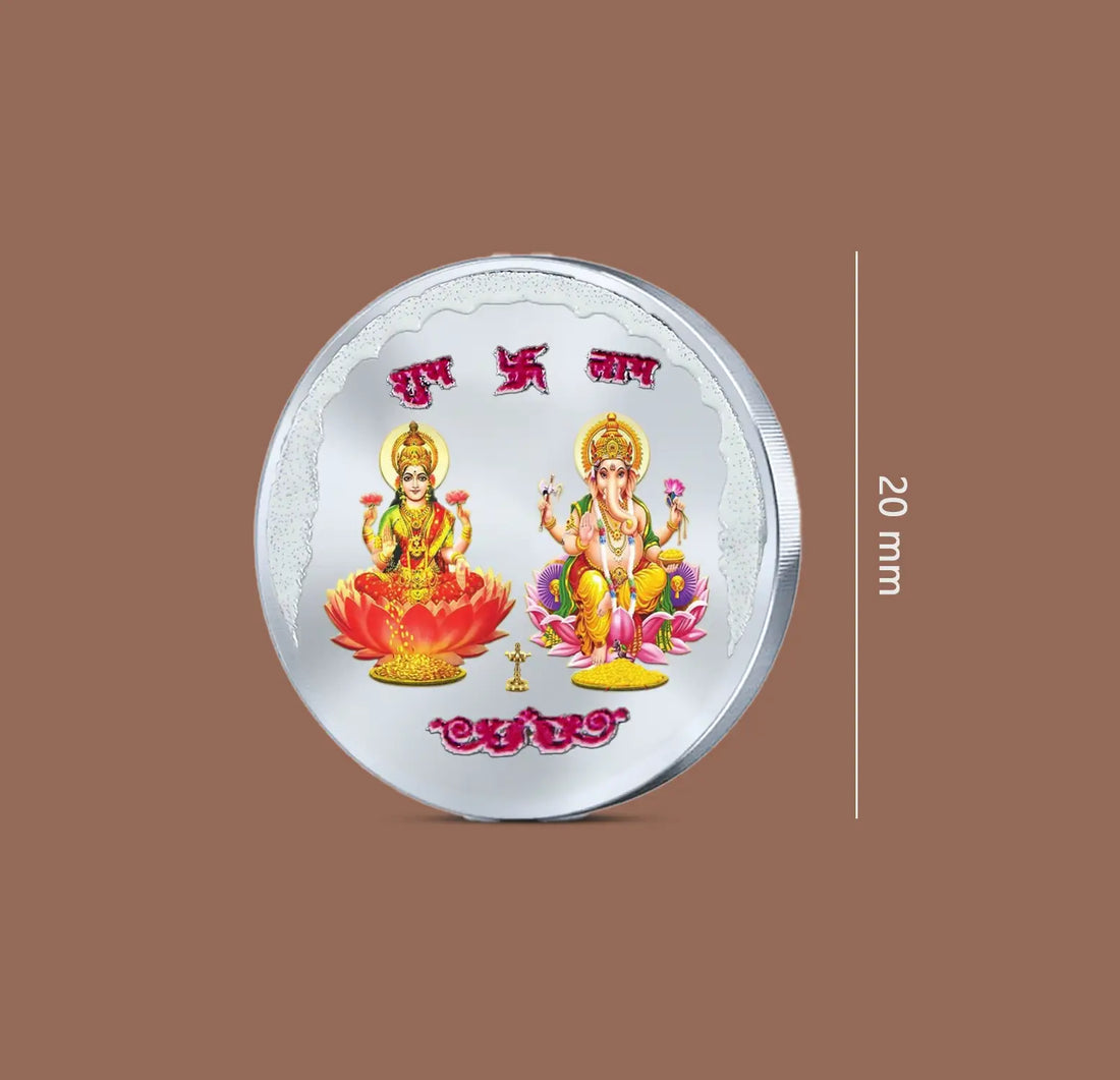 Lakshmi Maa & Lord Ganesha Pure Silver Coin  - Made With Pure 999 Silver
