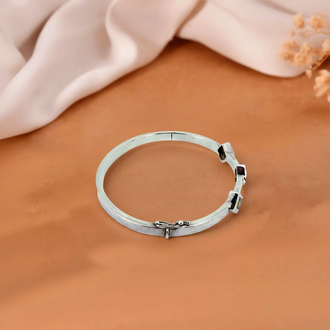 Contemporary Pure Silver Bracelet  Gemstones - Made With Pure 925 Silver
