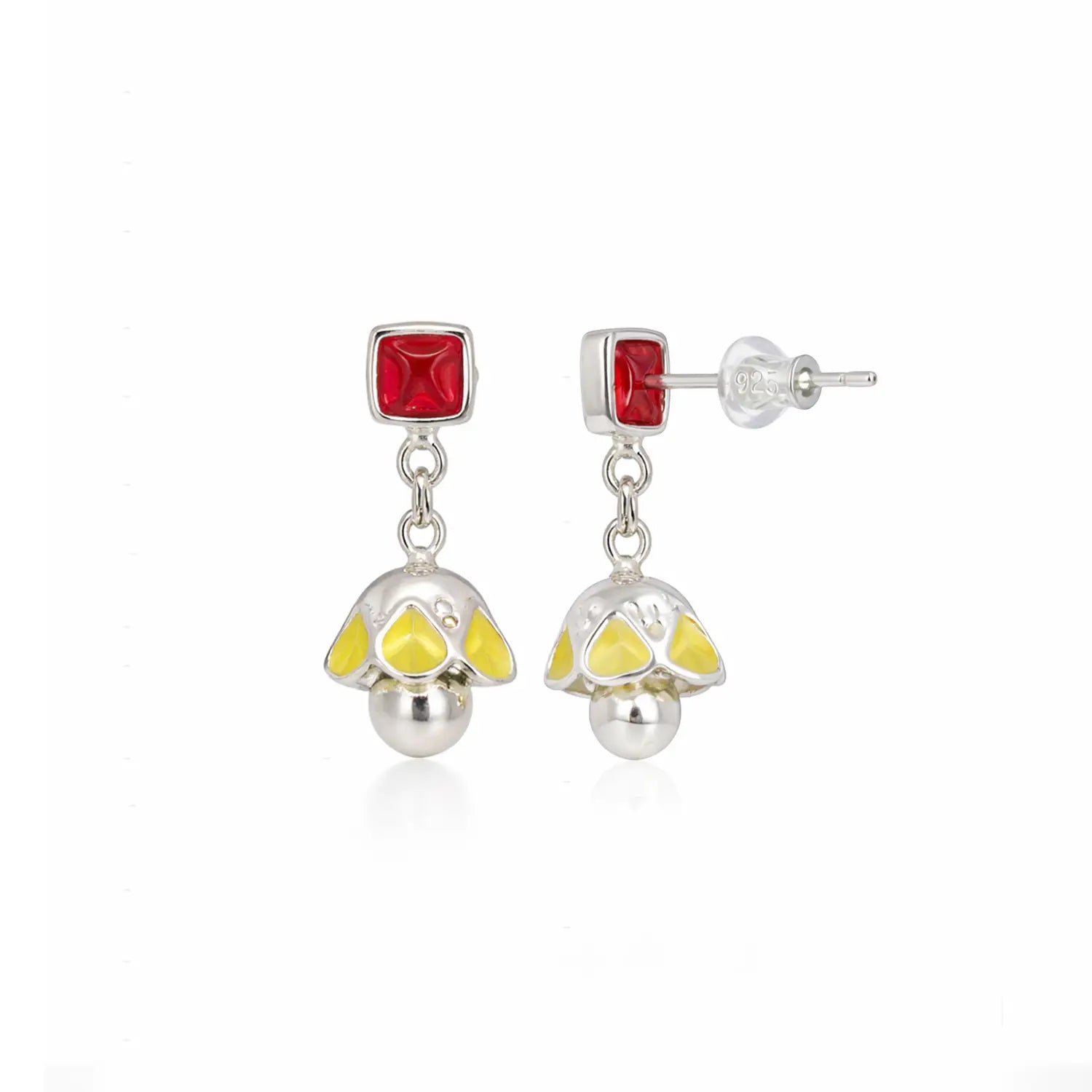 Elegant Red & Lime Drop Pure Silver Jhumki Earrings - Made With Pure 925 Silver