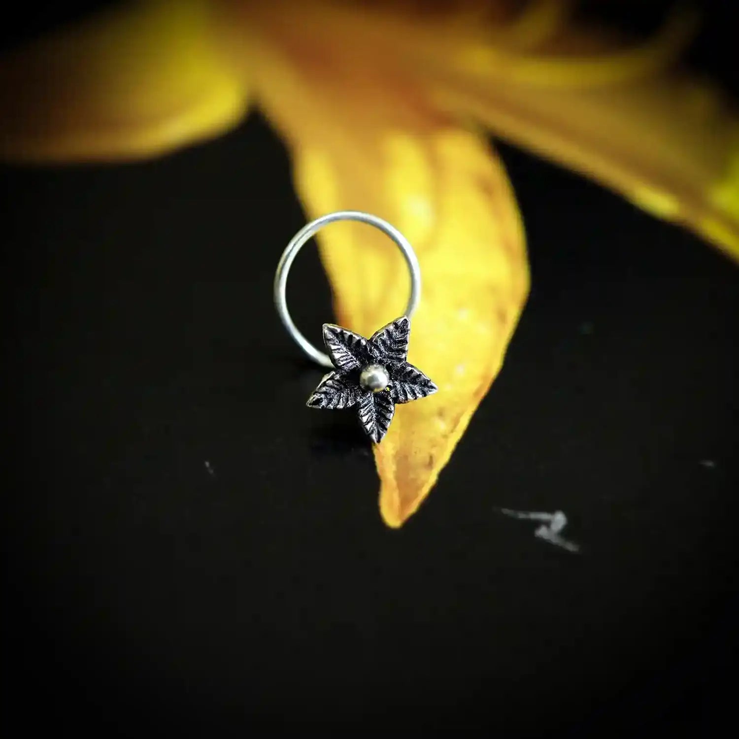 Oxidised Silver Star Nose Pin - Made With Pure 925 Silver