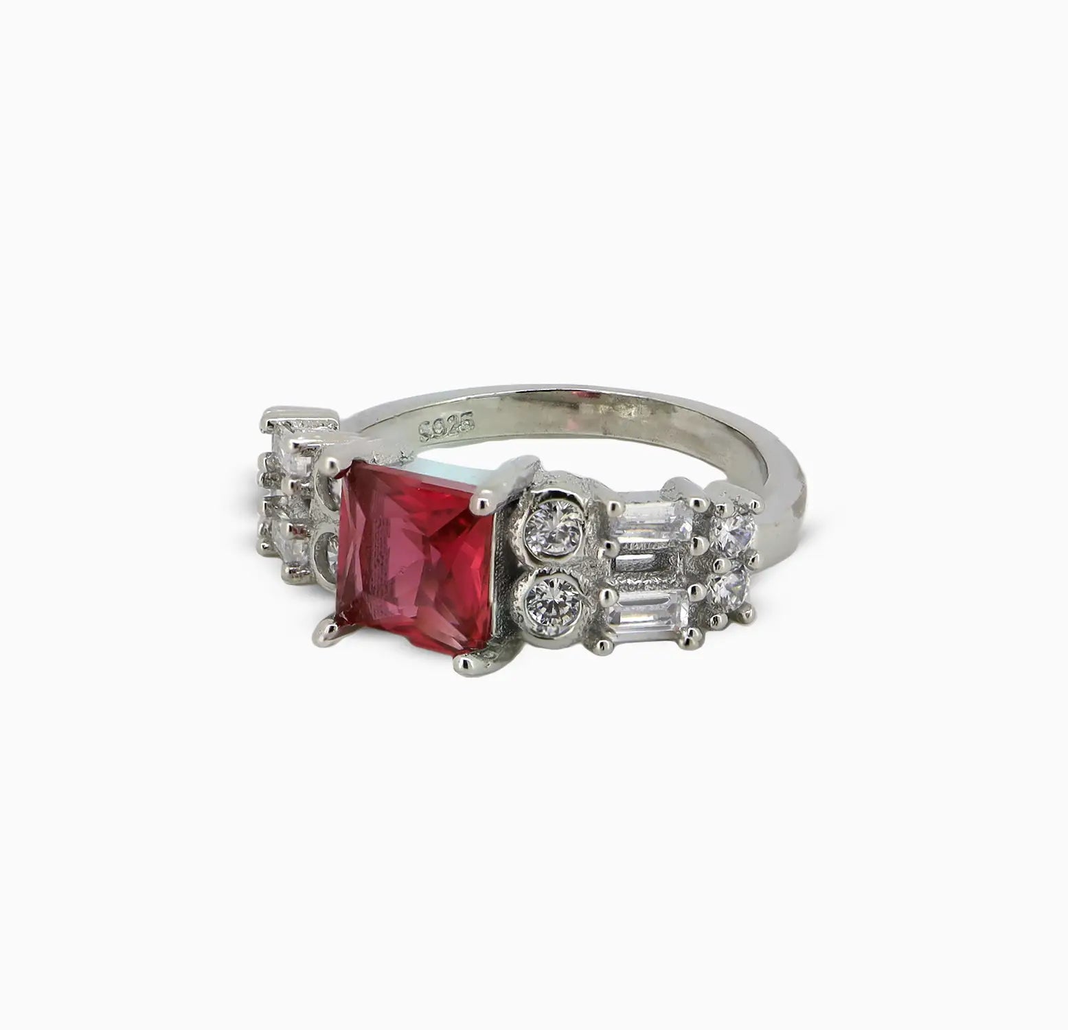 Crimson Elegance Pure Silver Ring - Made With Pure 925 Silver