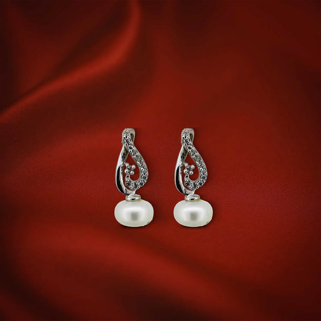 Pure Silver Pearl Drop Earrings with  Design- Made With Pure 925 Silver