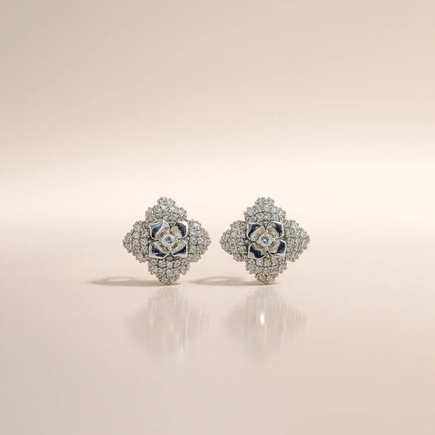 Silver Floral Statement Earring- Made With Pure 925 Silver