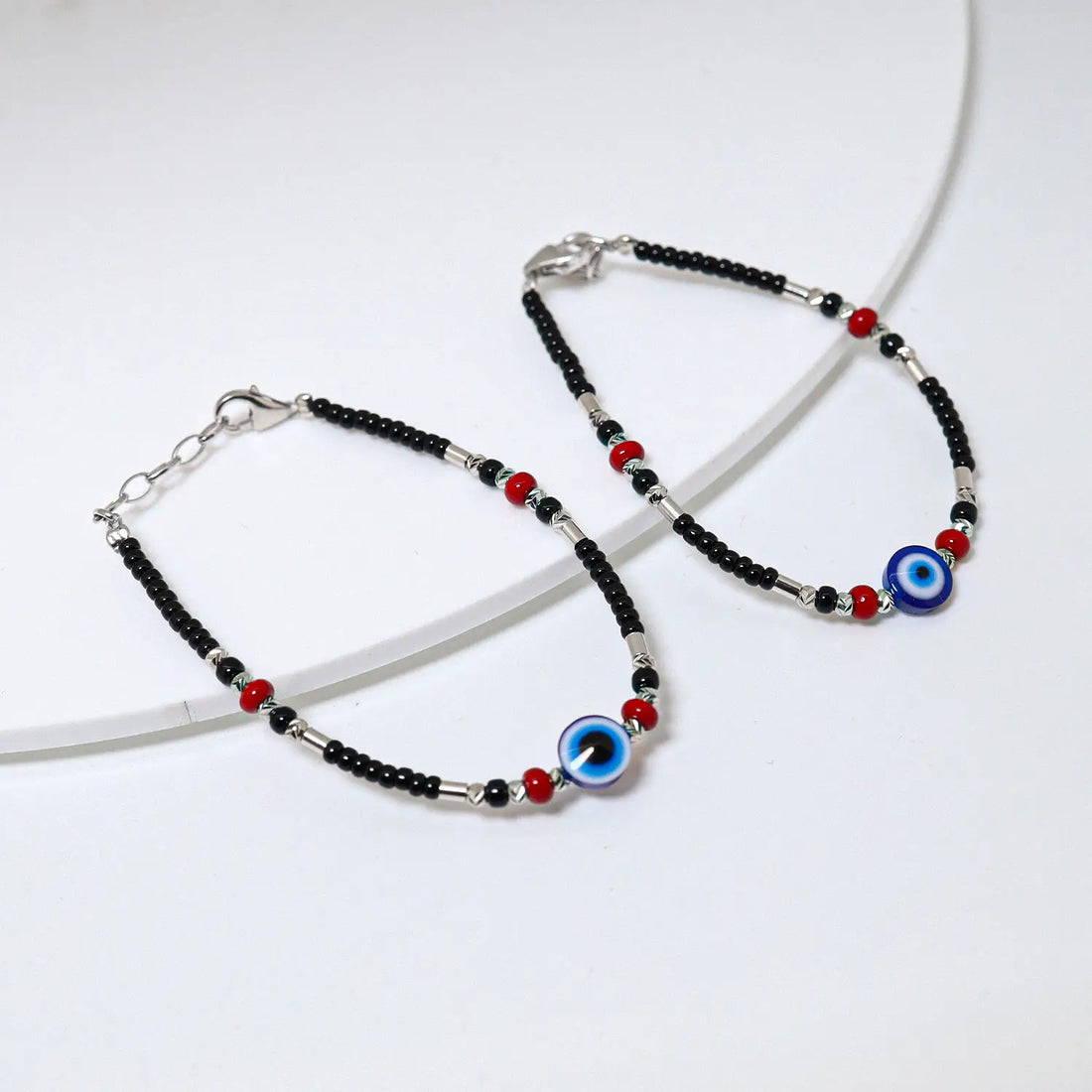 Little Guard Evil Eye Silver Bracelet Duo- Made With Pure 925 Silver