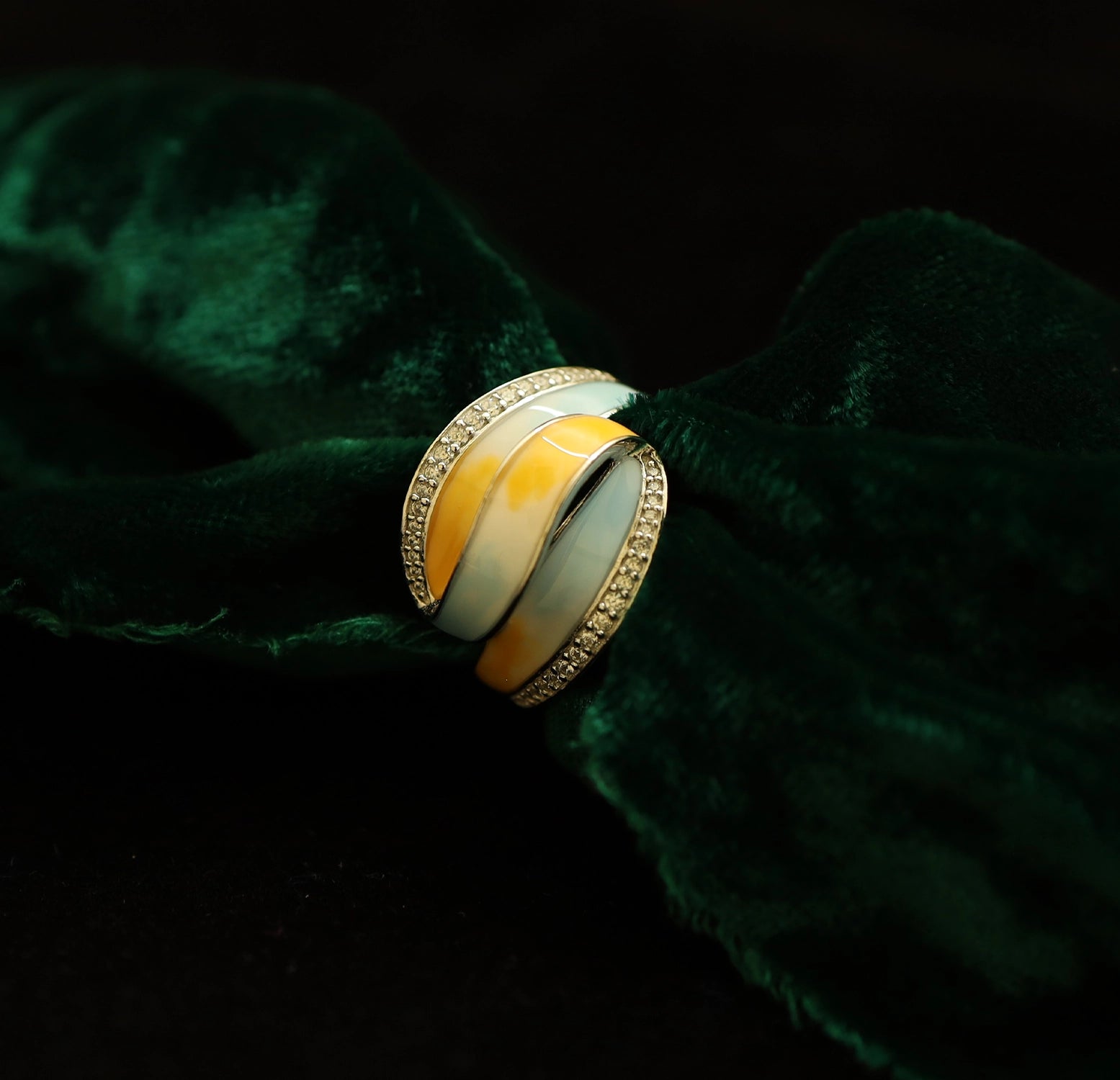 Pure Silver Dual-Tone Agate Ring - Made With Pure 925 Silver