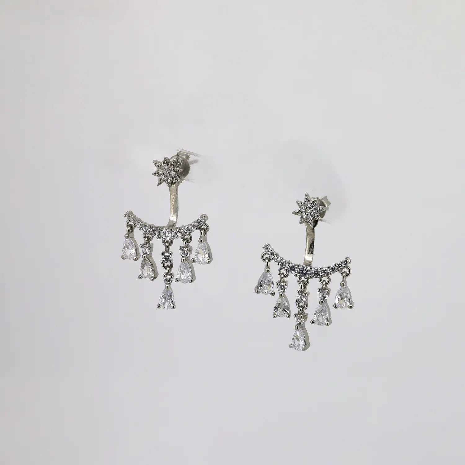 Celestial Sparkle Silver Ear Jacket Earrings- Made With Pure 925 Silver