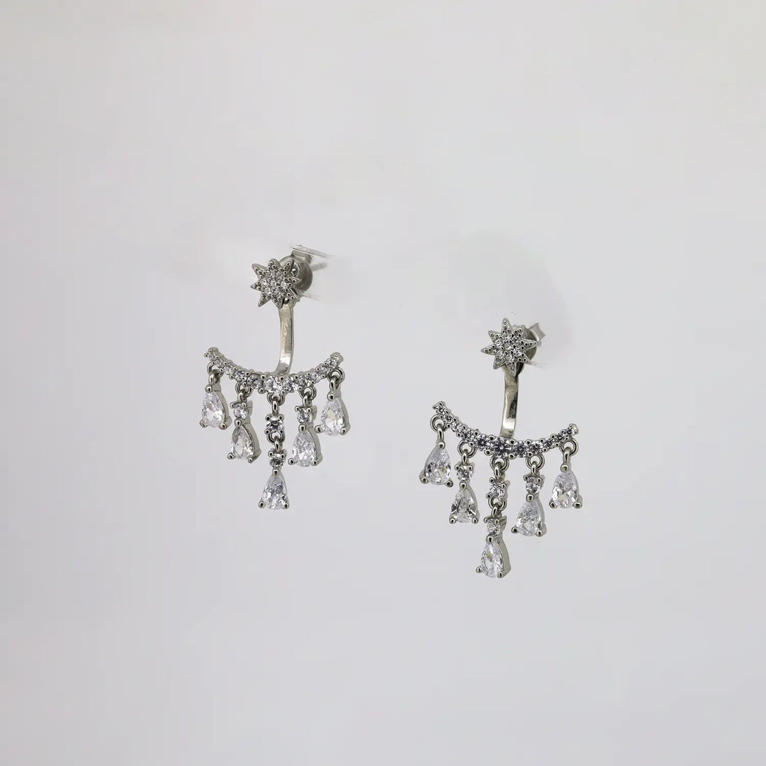 Celestial Sparkle Silver Ear Jacket Earrings- Made With Pure 925 Silver