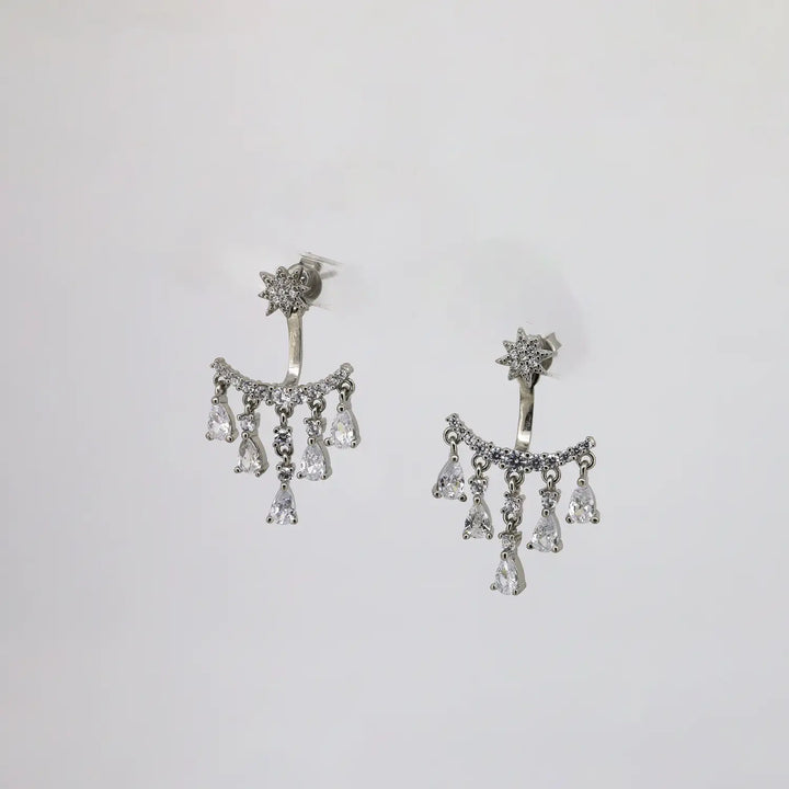 Celestial Sparkle Silver Ear Jacket Earrings- Made With Pure 925 Silver