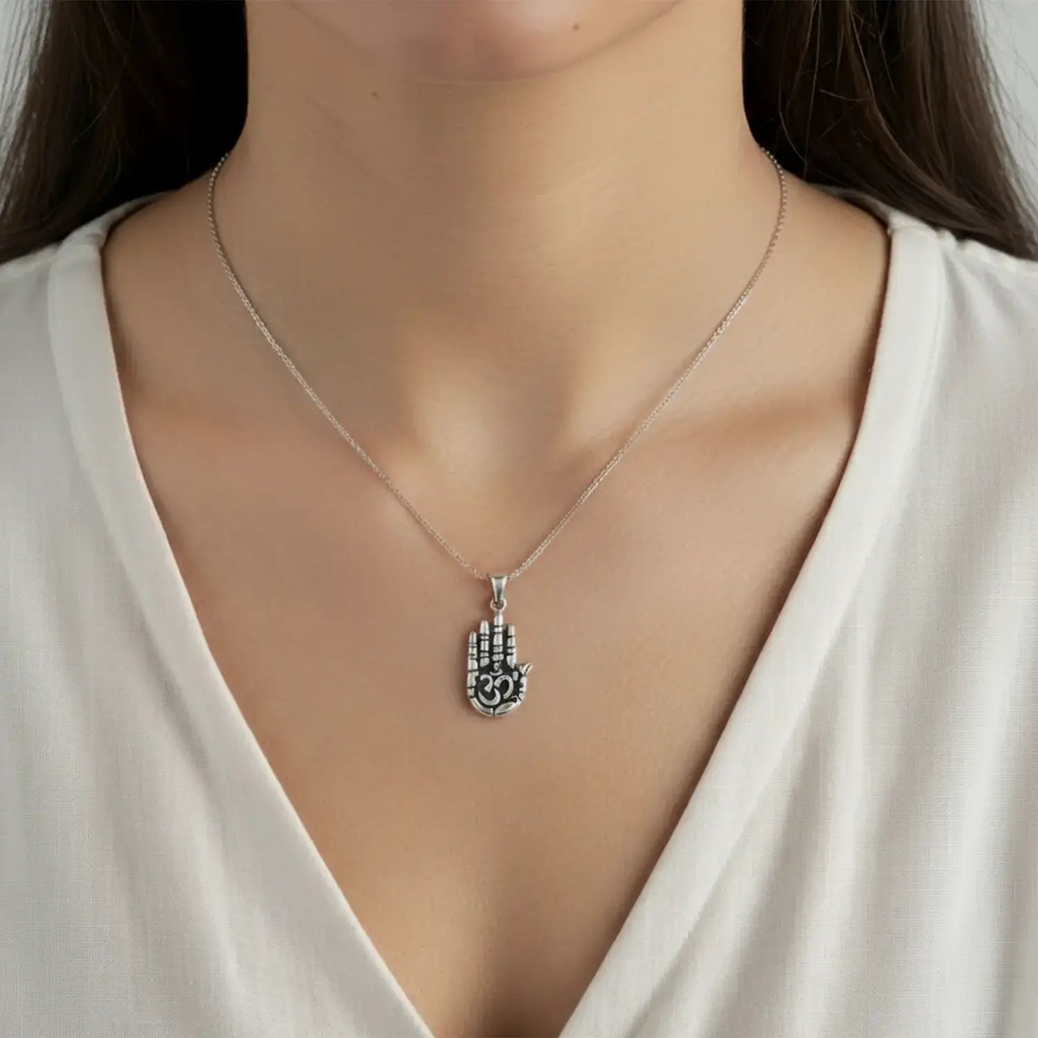 Sacred Om Hand Silver Pendant- Made With Pure 925 Silver