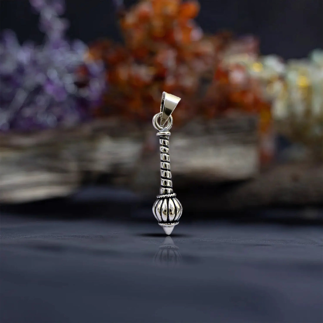 Bajrangbali Gada Silver Pendant - Made With Pure 925 Silver