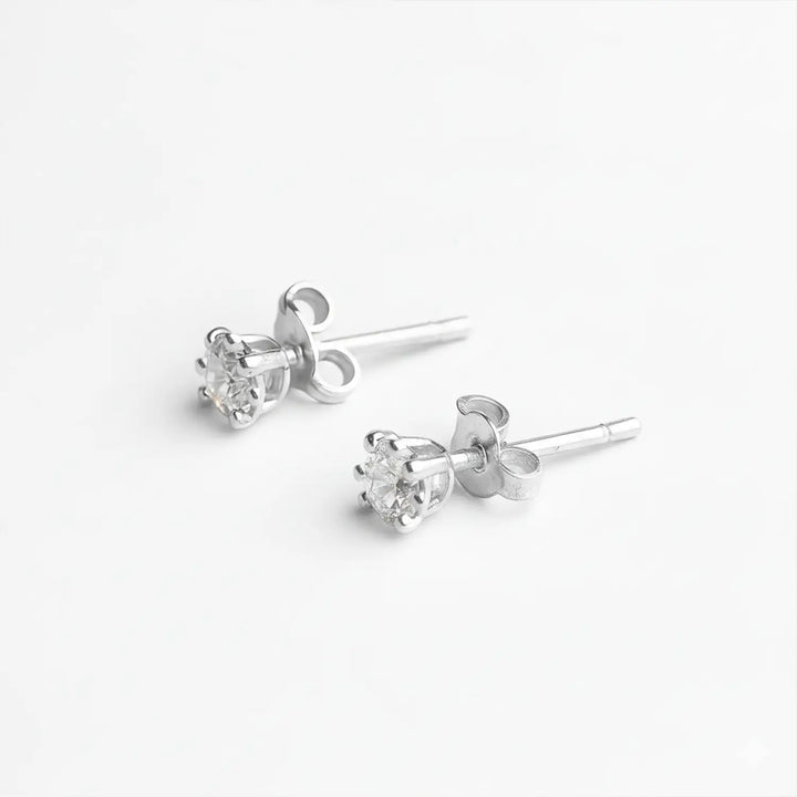 Classic Solitaire Sterling Silver Stud Earrings - Made With Pure 925 Silver