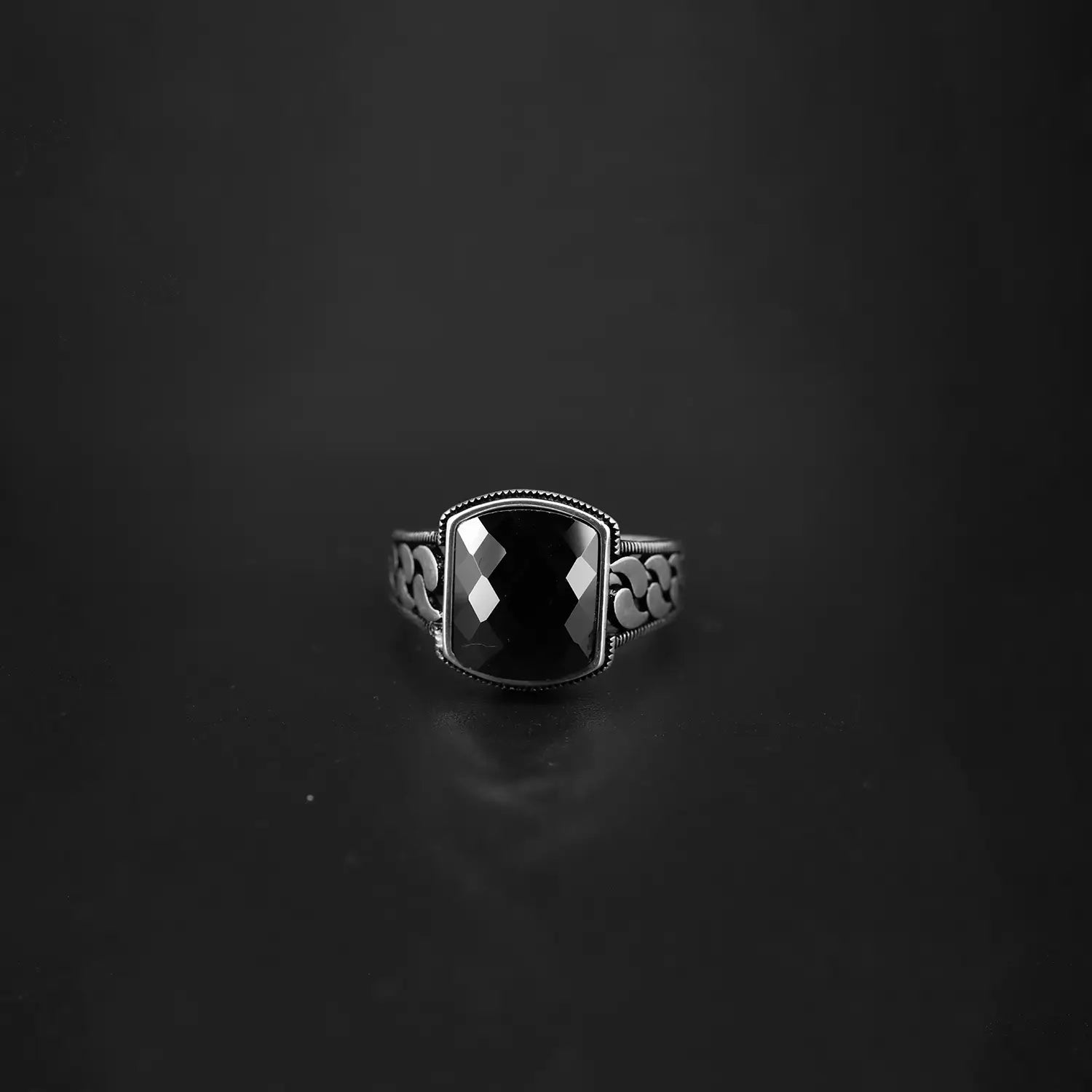 Pure Silver Black Onyx Ring - Made With Pure 925 Silver