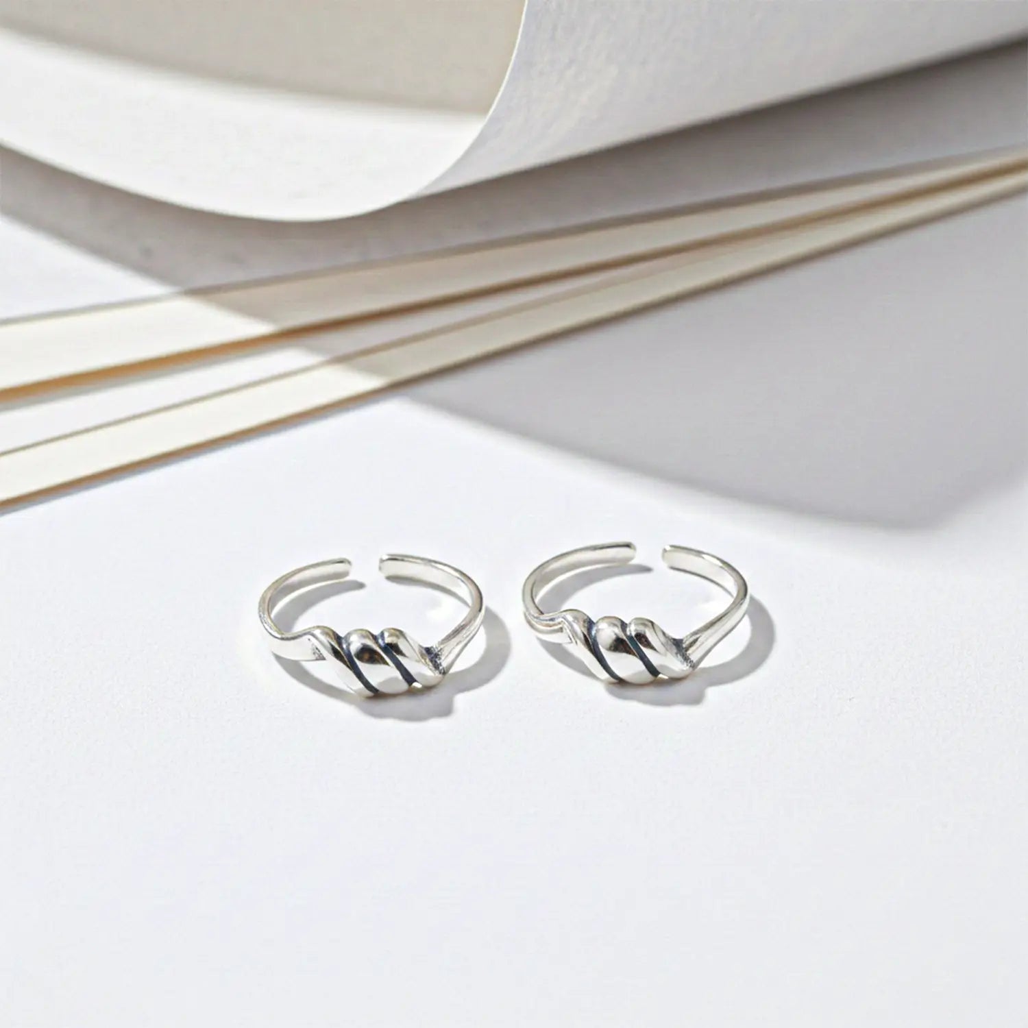 Elegant Twisted Wave Pure Silver Toe Rings- Made With Pure 925 Silver