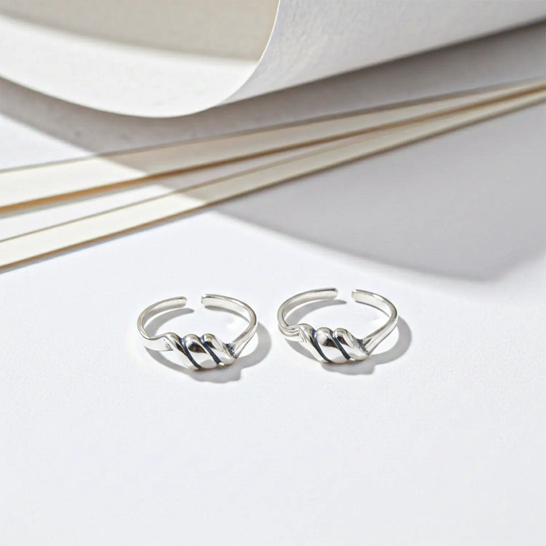 Elegant Twisted Wave Pure Silver Toe Rings- Made With Pure 925 Silver