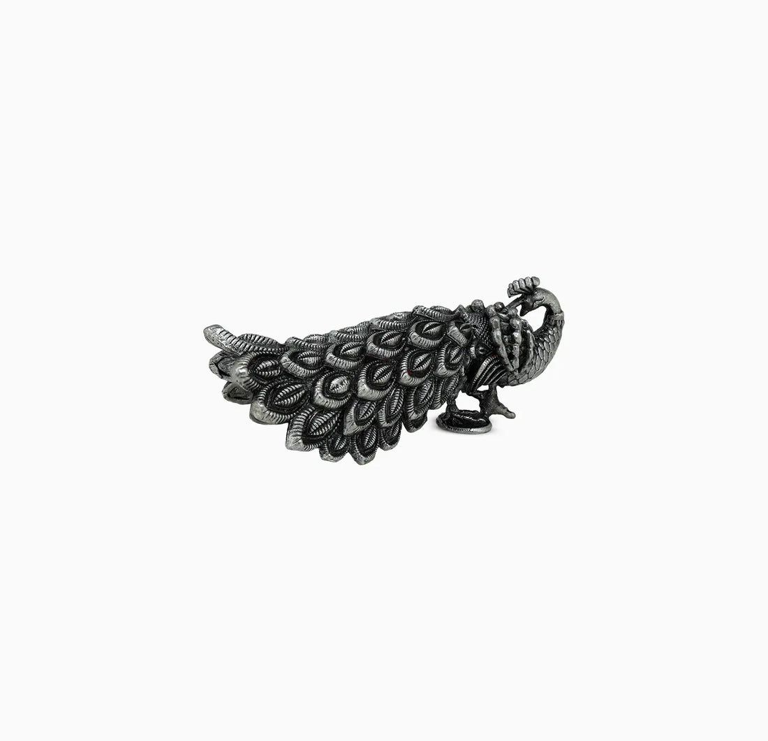 Antique Pure Silver Peacock Decorative Idol- Made With Pure 925 Silver