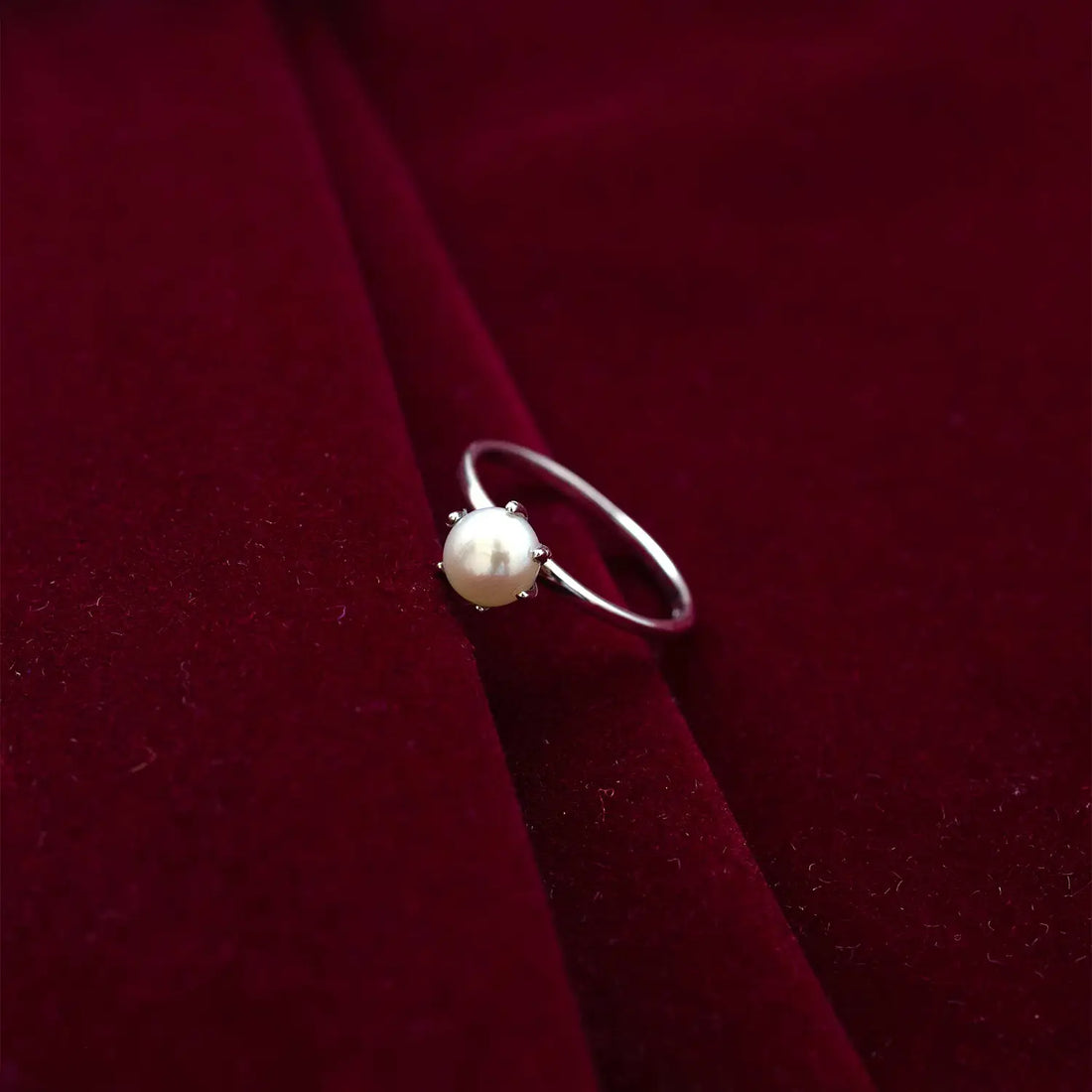 Single Pearl Solitaire Silver Ring - Made With Pure 925 Silver