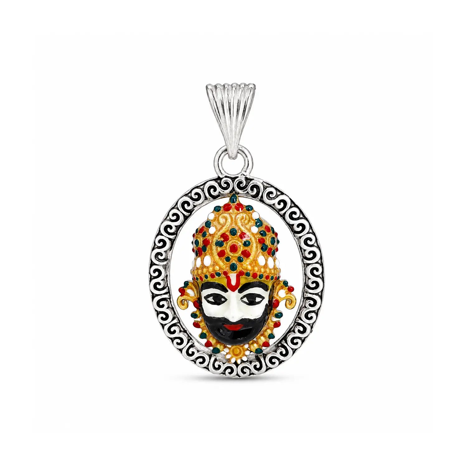 Divine Shrinathji Oxidised Silver Pendant - Made With Pure 925 Silver