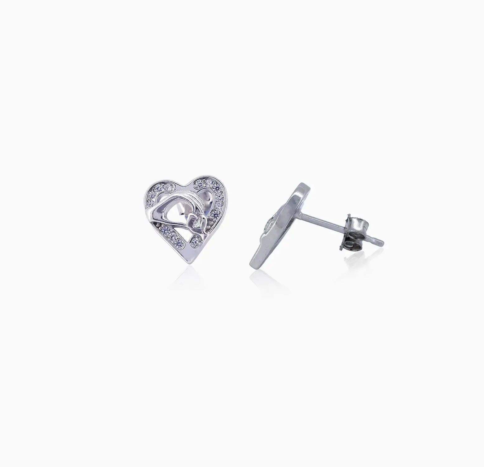 Mother Baby Hand Holding Love Heart Pendent & Earrings Set - Made With Pure 925 Silver