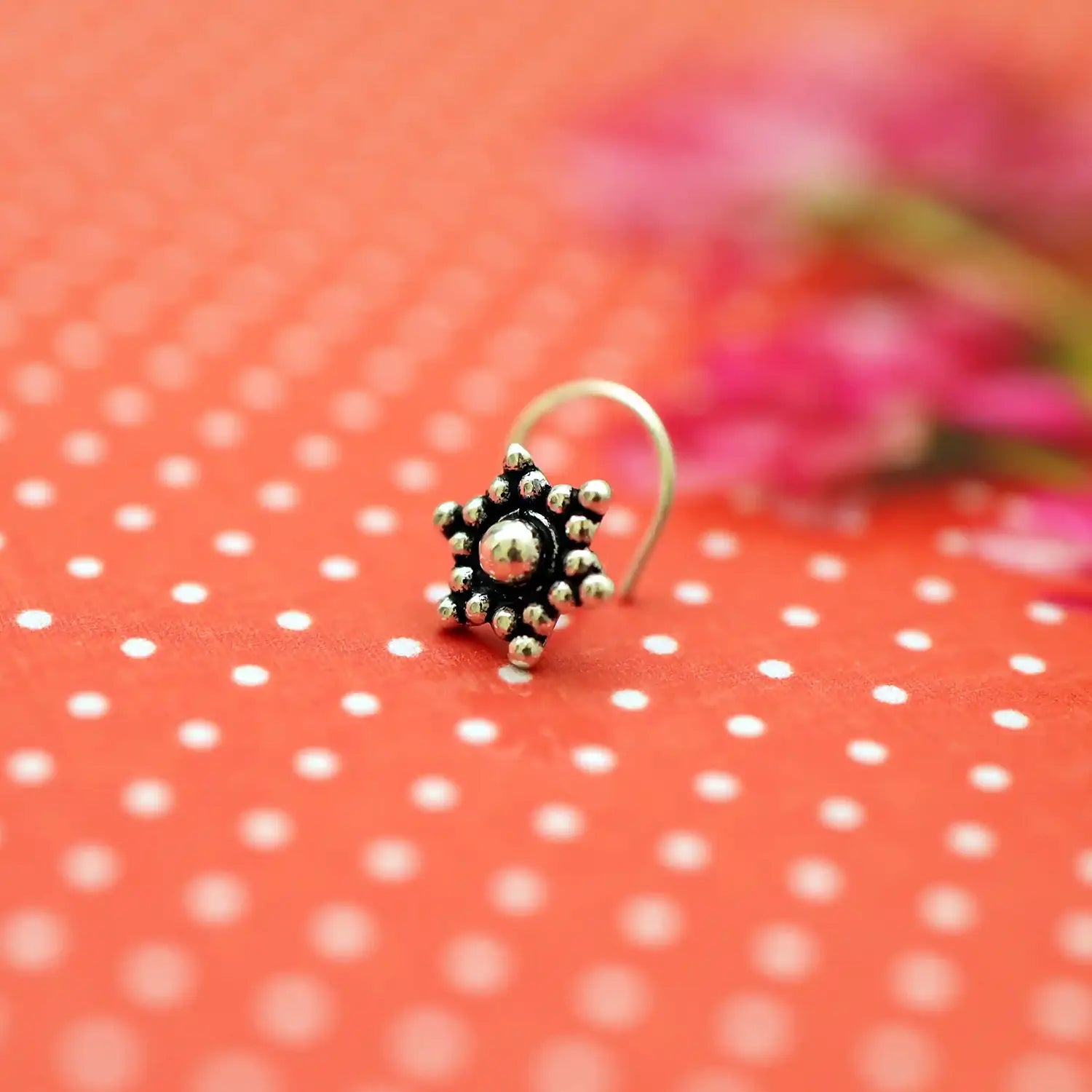 Midnight Bloom Sterling Silver Nose Pin- Made With Pure 925 Silver