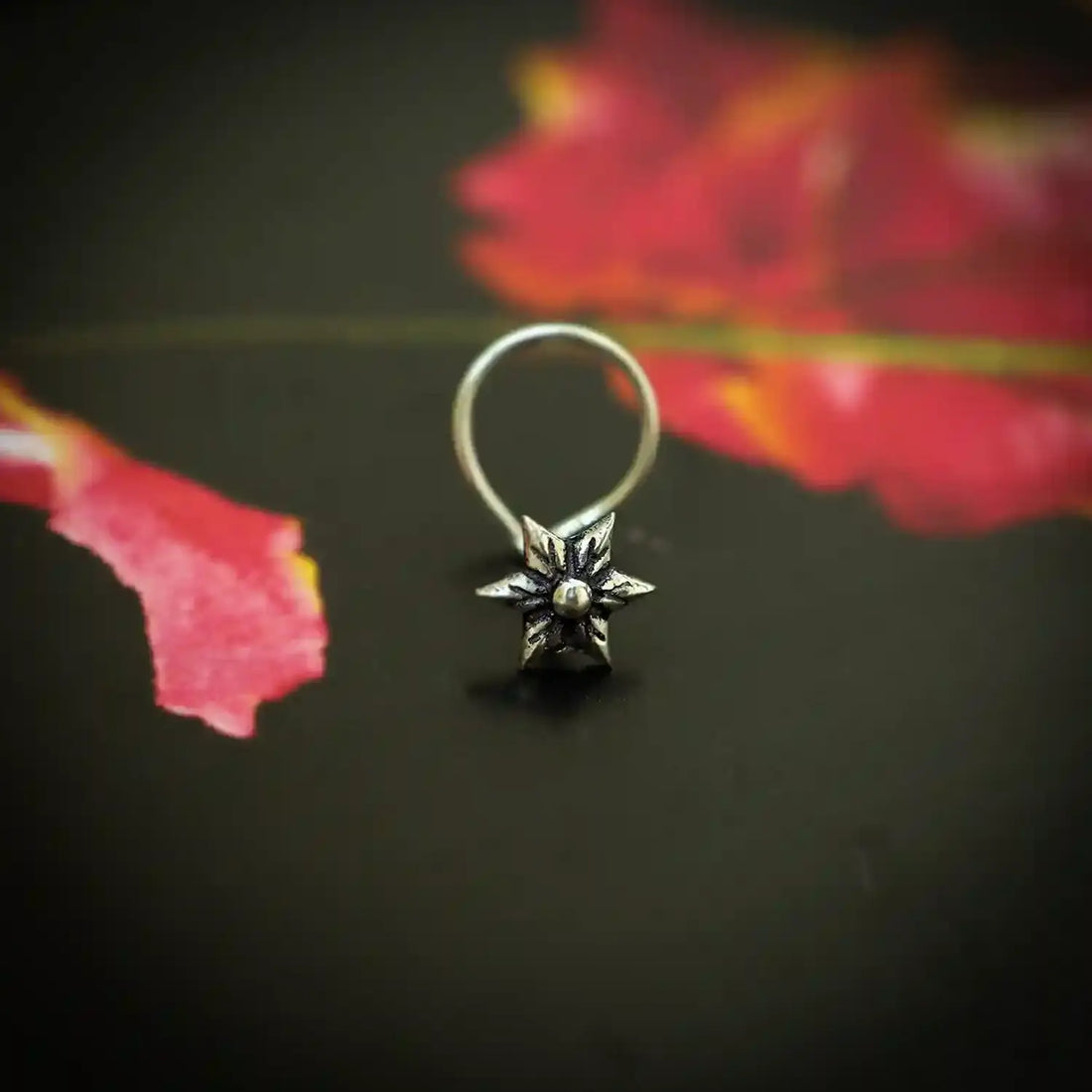 Elegant Oxidised Silver Star Nose Pin- Made With Pure 925 Silver