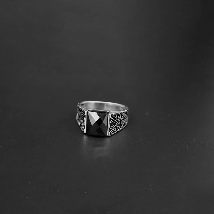 Oxidised Silver Ring with Black Stone - Made With Pure 925 Silver