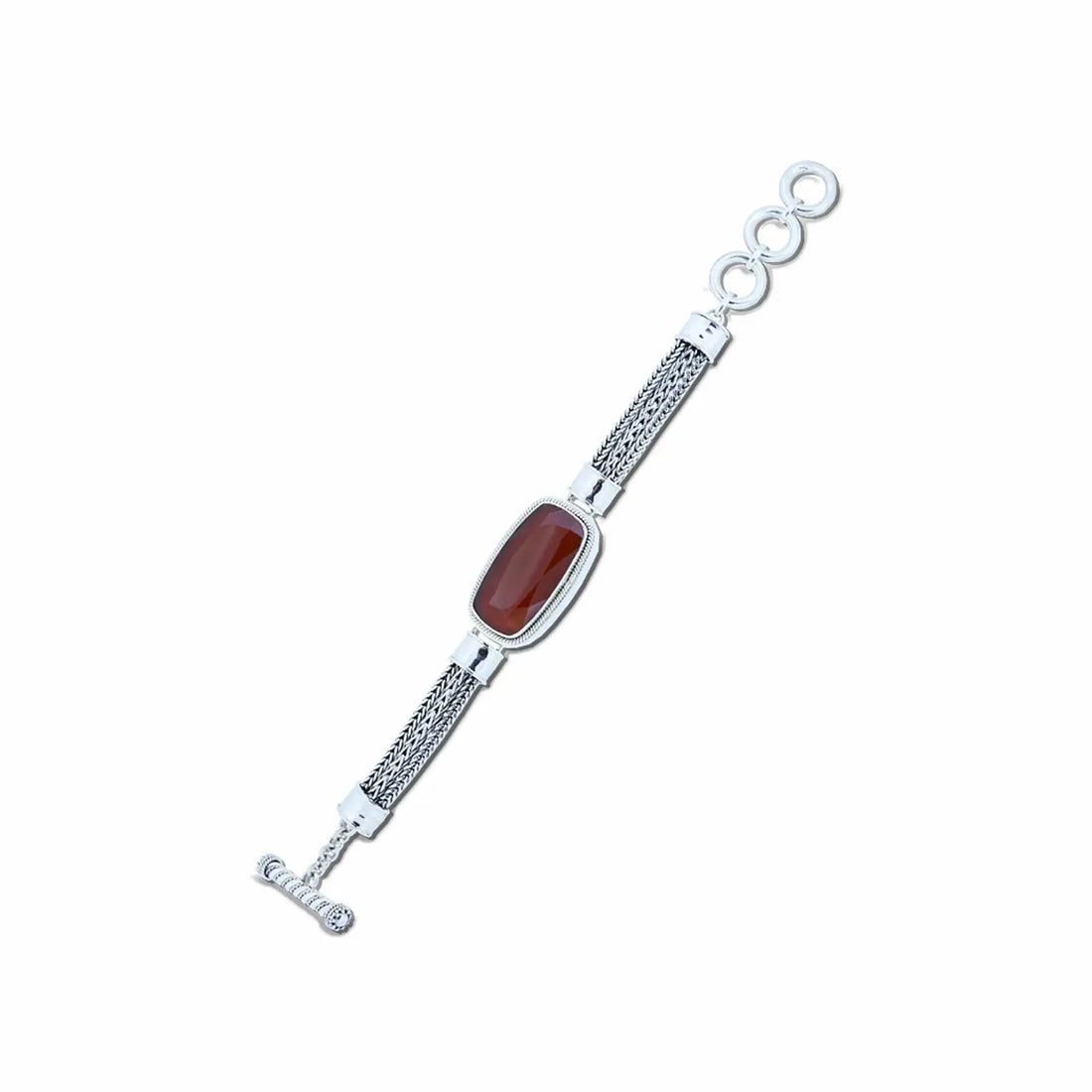 Silver Red Garnet Gemstone Bracelet - Made With Pure 925 Silver