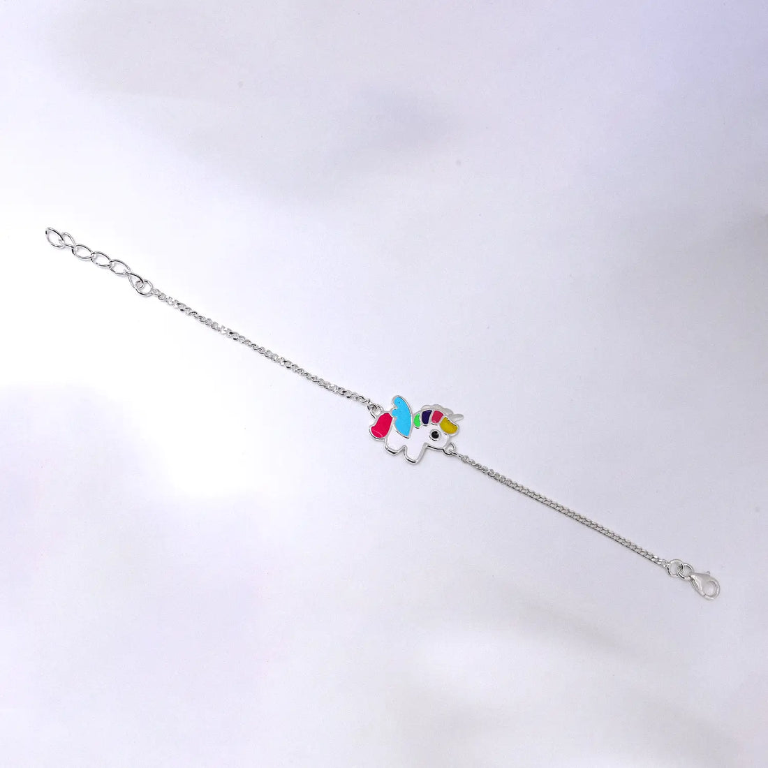 Unicorn Enamel Charm Sterling Silver Bracelet - Made With Pure 925 Silver