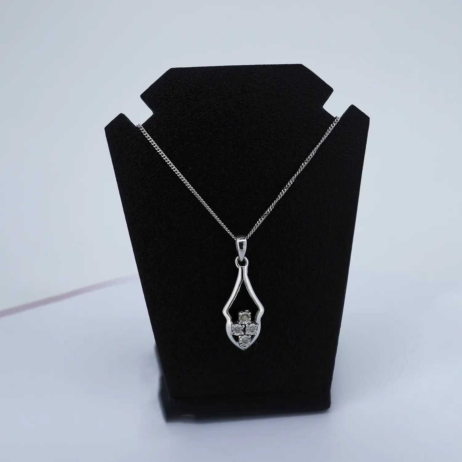 Silver Elegant Teardrop Sparkle Pendant With Chain- Made With Pure 925 Silver