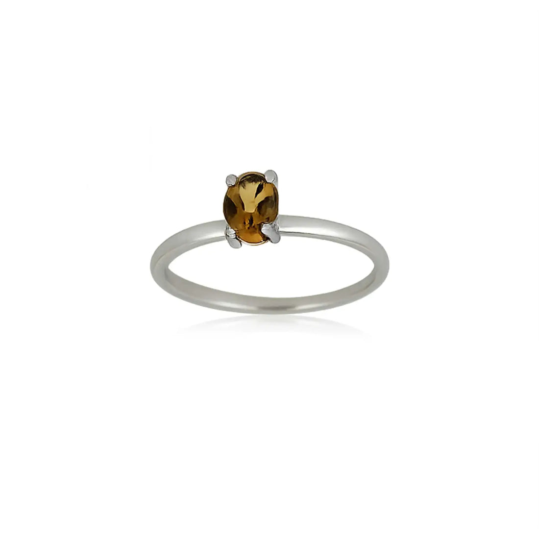 Pure Silver Minimalist Smoky Quartz Ring - Made With Pure 925 Silver
