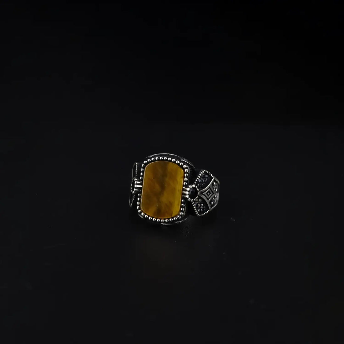 Pure Silver Tiger Eye Stone Ring - Made With Pure 925 Silver