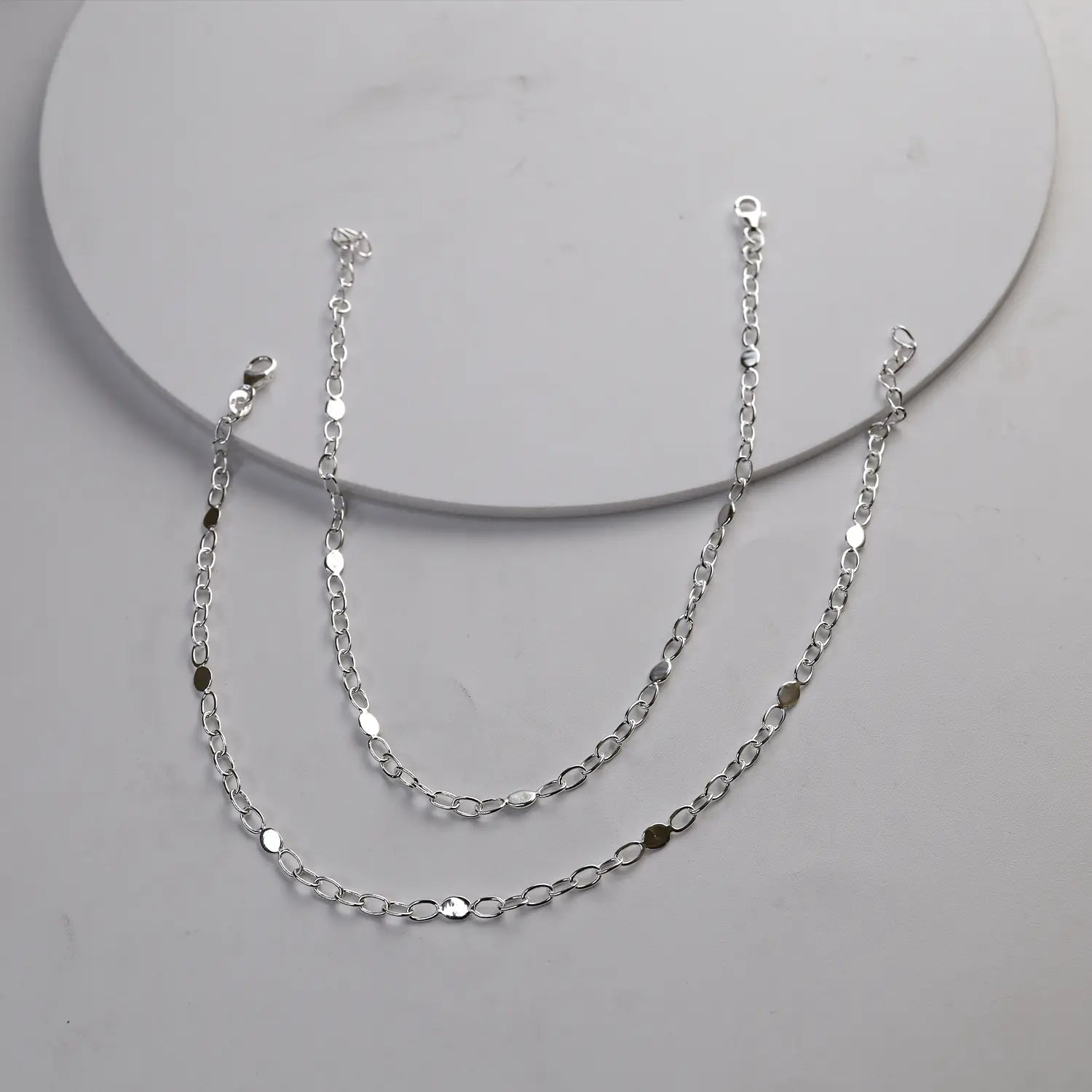 Minimal Disc Pure Silver Anklet- Made With Pure 925 Silver