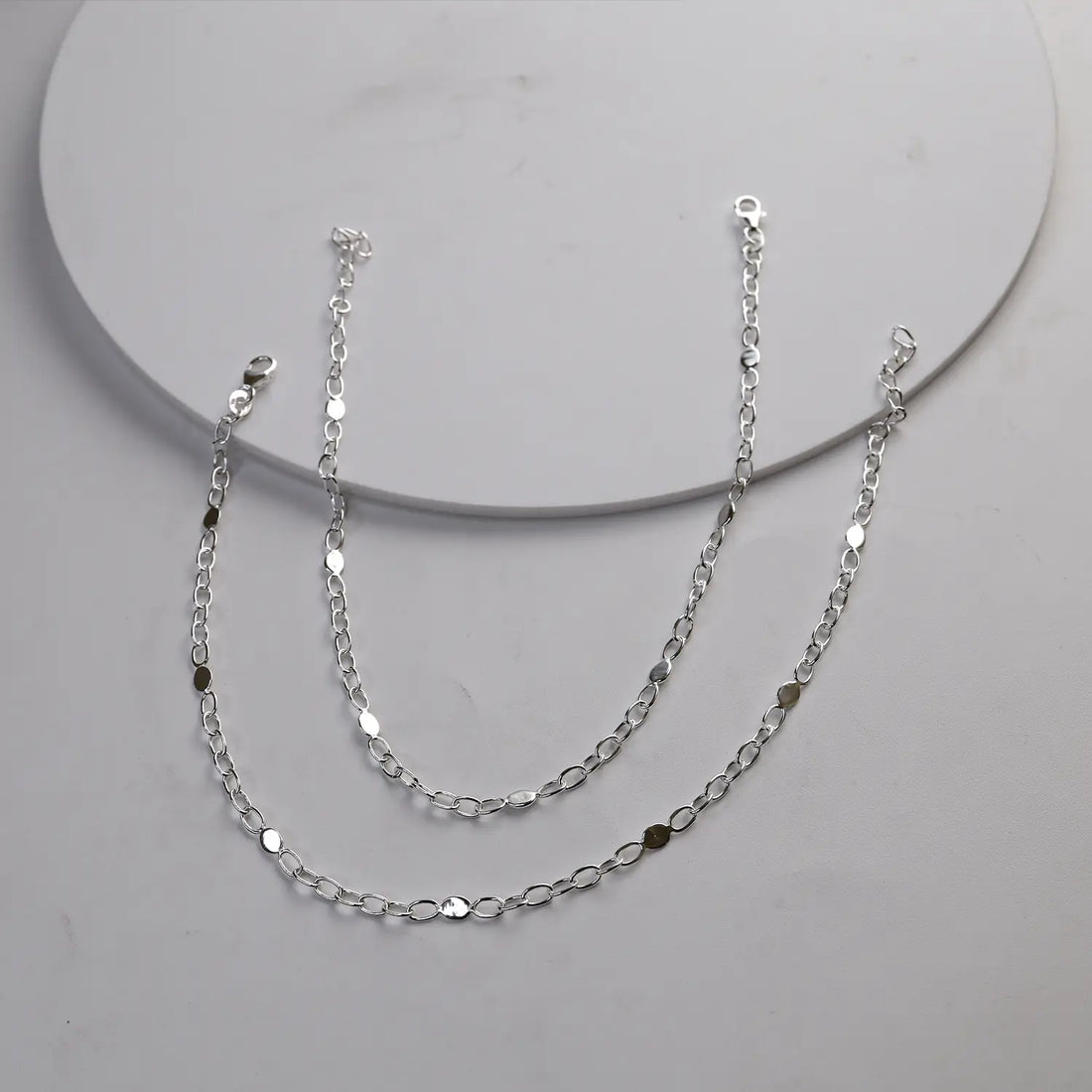 Minimal Disc Pure Silver Anklet- Made With Pure 925 Silver