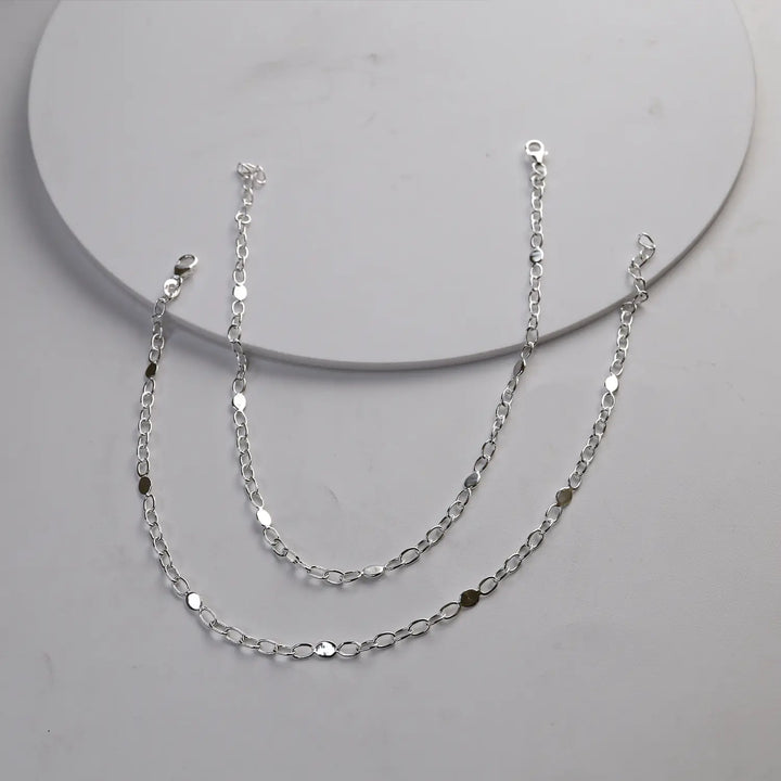 Minimal Disc Pure Silver Anklet- Made With Pure 925 Silver
