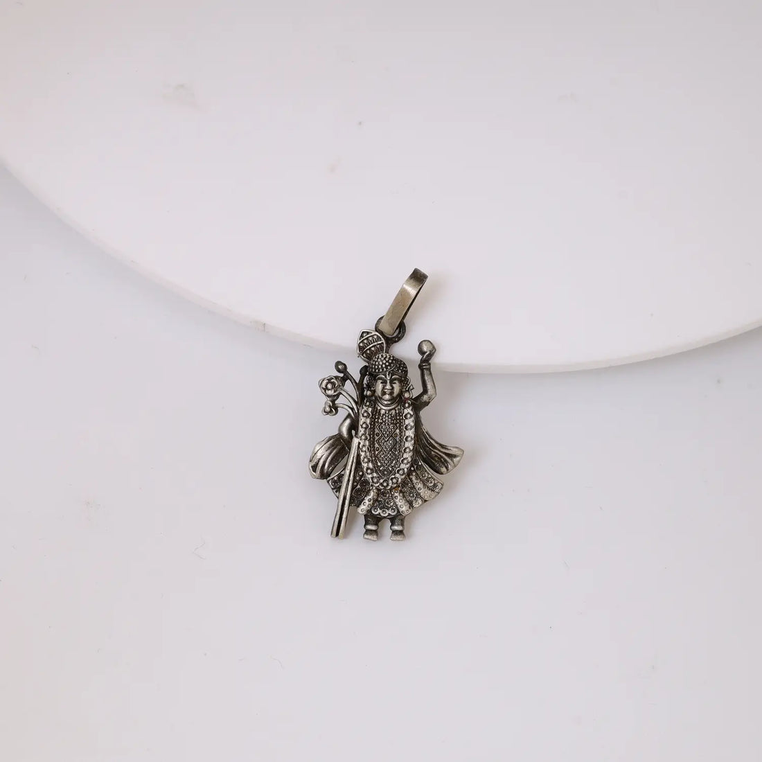 Divine Lord Shrinathji Oxidised Pure Silver Pendant- Made With Pure 925 Silver