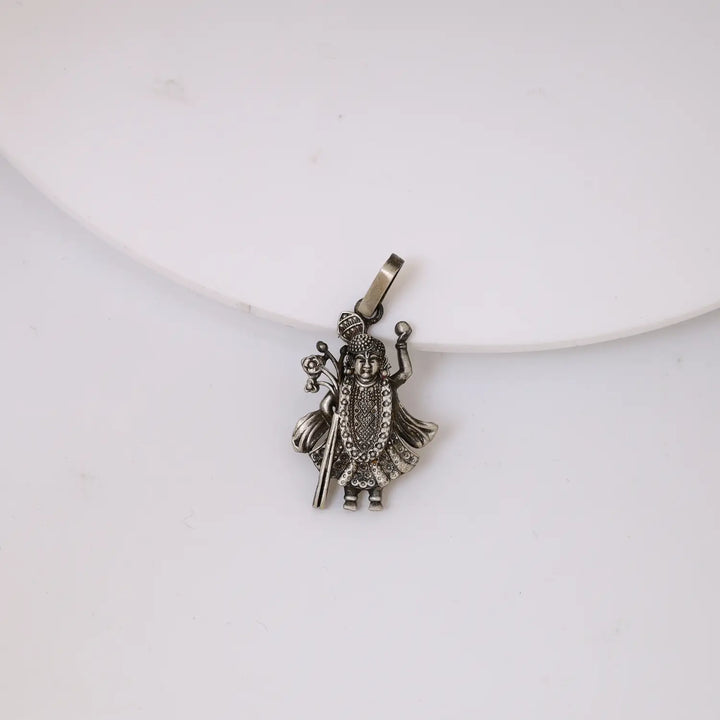 Divine Lord Shrinathji Oxidised Pure Silver Pendant- Made With Pure 925 Silver