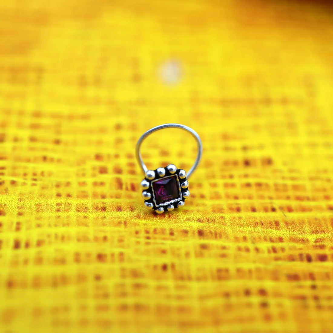 Garnet Grace Oxidised Silver Nose Pin- Made With Pure 925 Silver