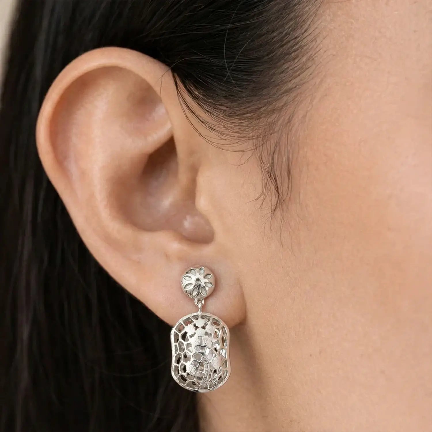 Elegant Filigree Drop Pure Silver Necklace Set- Made With Pure 925 Silver