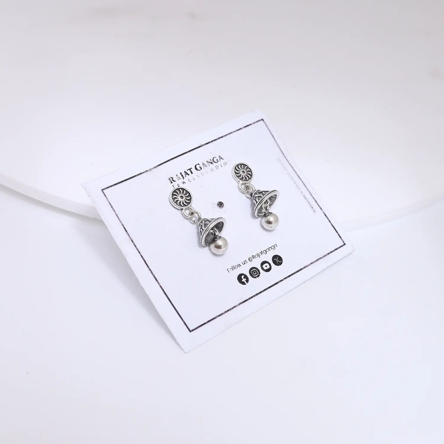 Elegant Sun Motif Pure Silver Jhumki Earrings- Made With Pure 925 Silver
