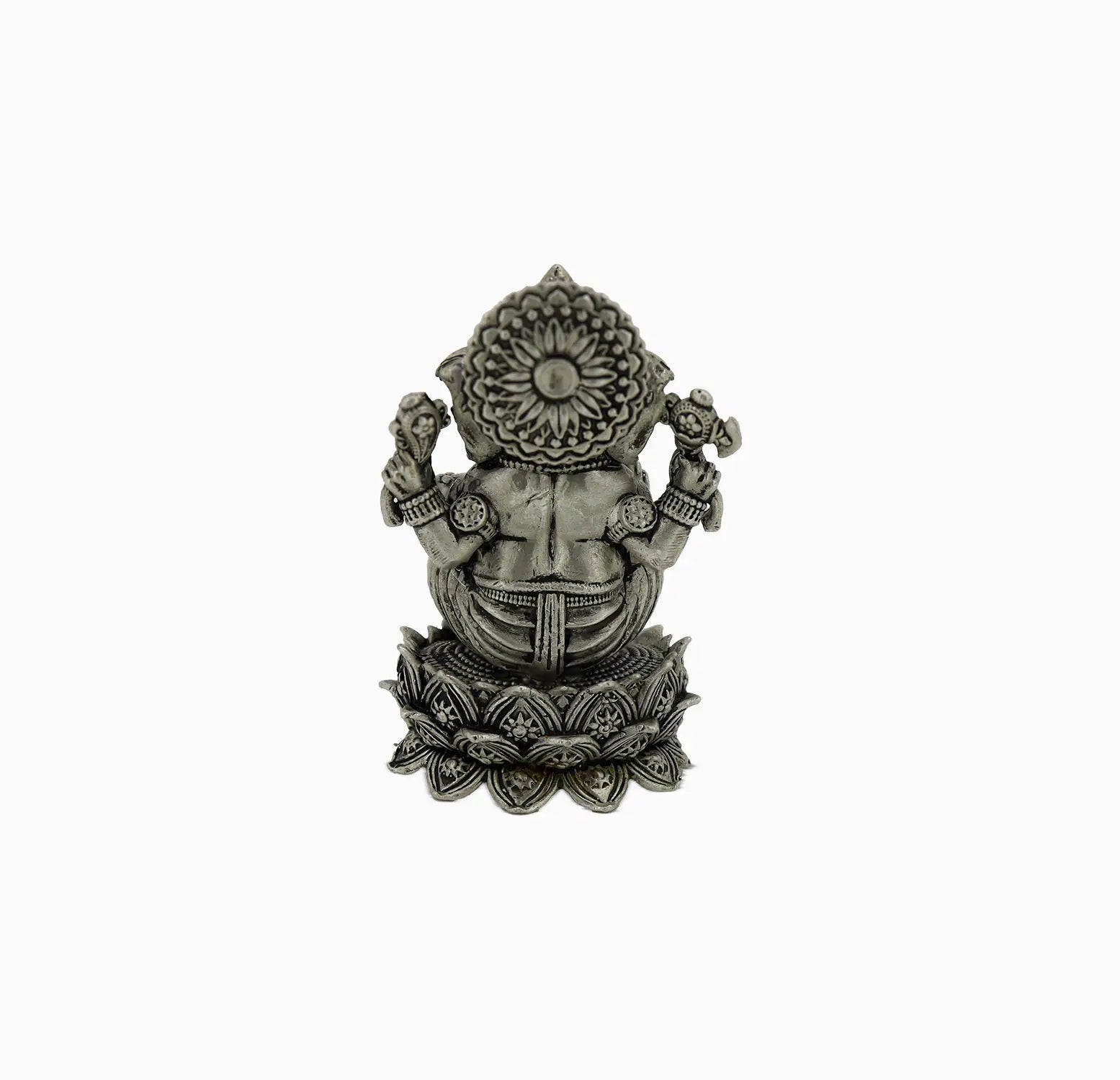 Pure Silver Lord Ganesha Idol – Antique Finish- Made With Pure 925 Silver
