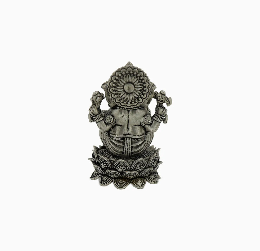 Pure Silver Lord Ganesha Idol – Antique Finish- Made With Pure 925 Silver